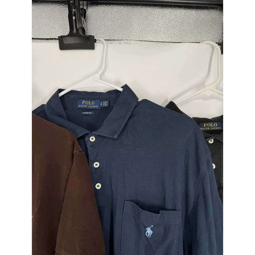 Lot Of 3 Polo Ralph Lauren Polo Shirt Solid Men XL 100% Cotton Golf Short Sleeve